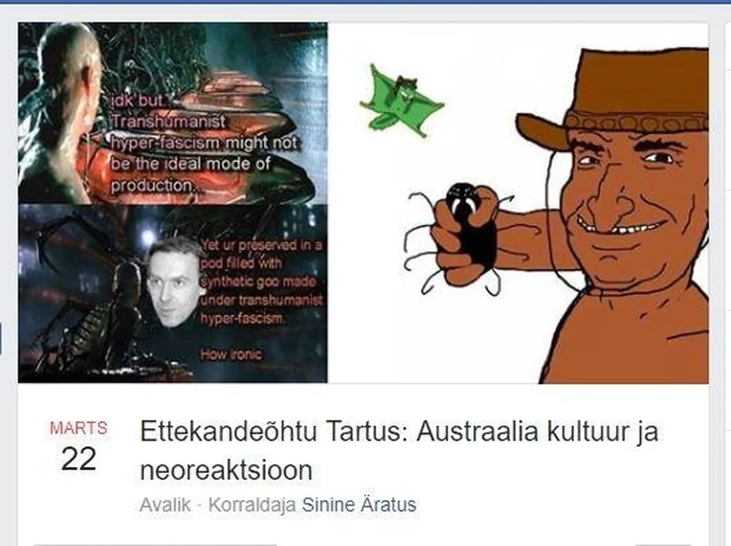 Kolm päeva pärast rünnakut reklaamis Sinine Äratus oma üritust üsnagi vähelevinud meemiga, mida tavatseb kasutada Brenton Tarrat.