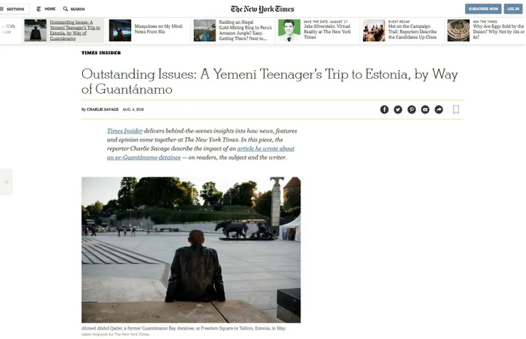 Kuvatõmmis New York Timesi artiklist.