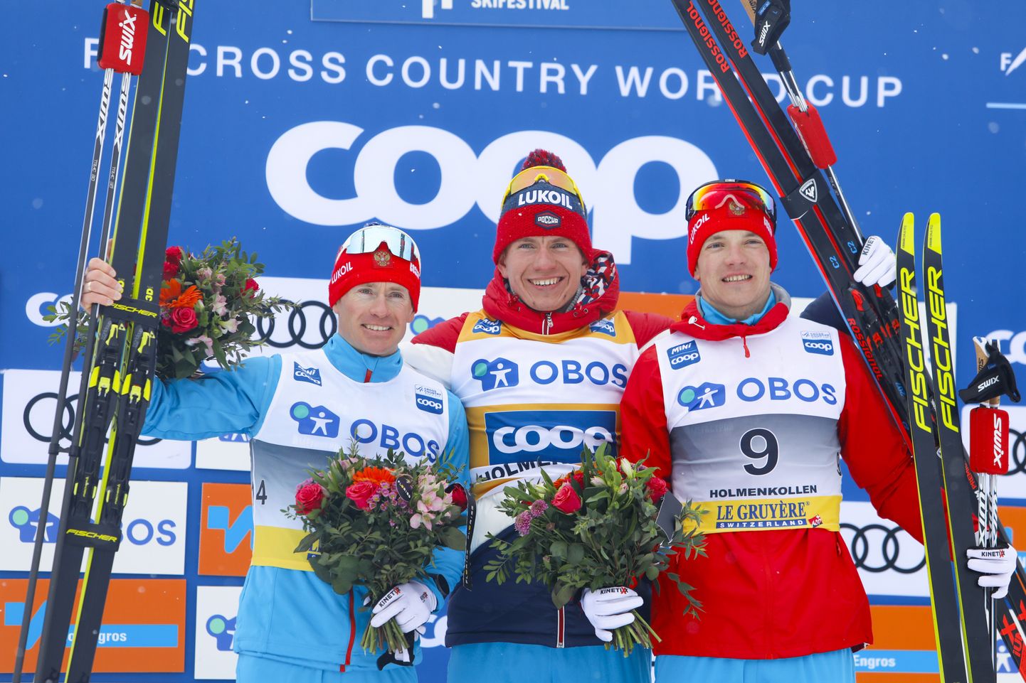 Максим Вылегжанин, Александр Большунов и Андрей Ларков заняли три первых места на марафоне в Осло.