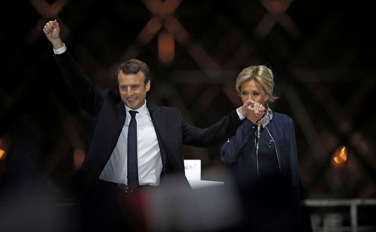 Emmanuel Macron ja ta naine Brigitte Trogneux Foto: CHRISTIAN HARTMANN/Scanpix