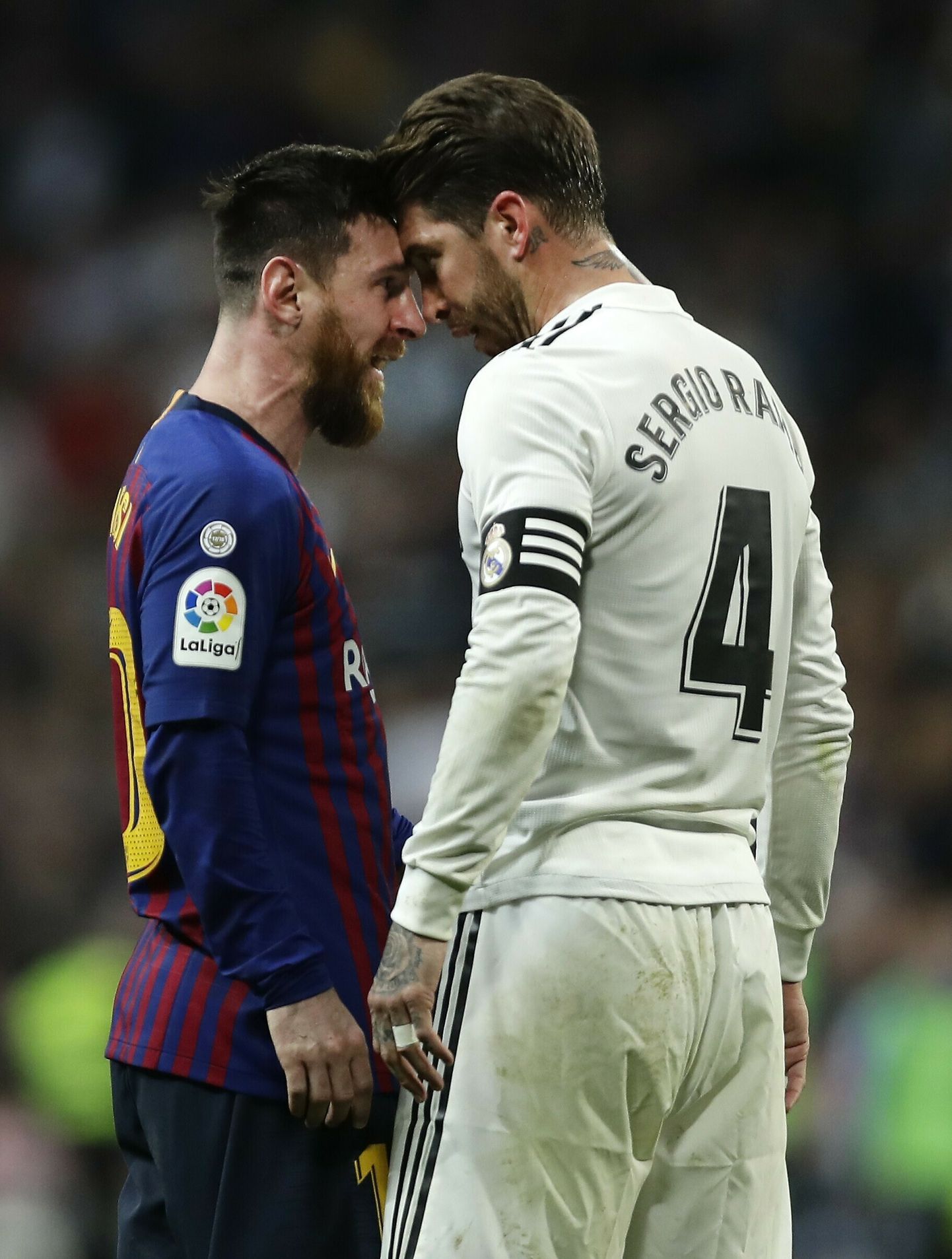 Lionel Messi (vasakul) ja Sergio Ramos Hispaania kõrgliiga kohtumises.