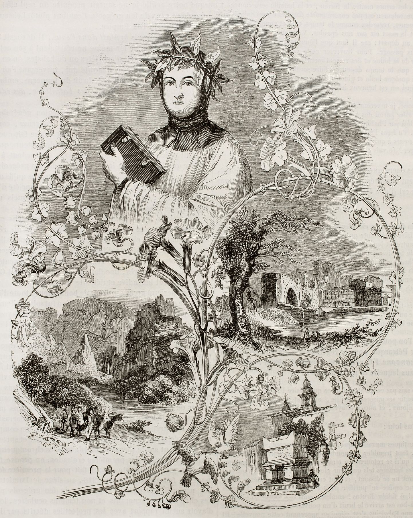 Francesco Petrarca portree, autor Jofanelli. Pilt avaldati Pariisi ajakirjas Pittoresque 1843. aastal.