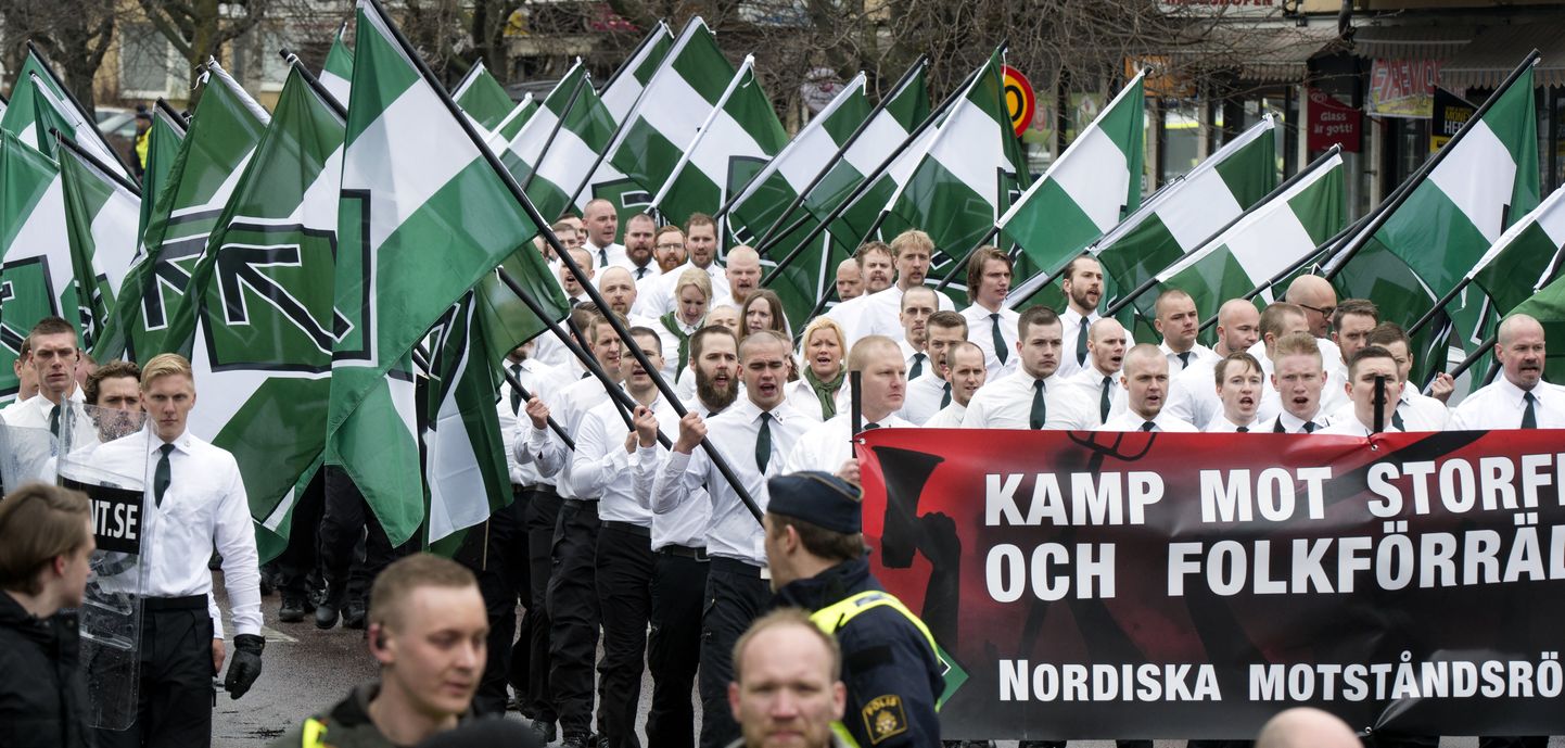 Põhjamaade Vastupanuliikumise meeleavaldus Borlänges Dalarnas, kus on üks neonatsliku ühenduse tugevamaid kantse.