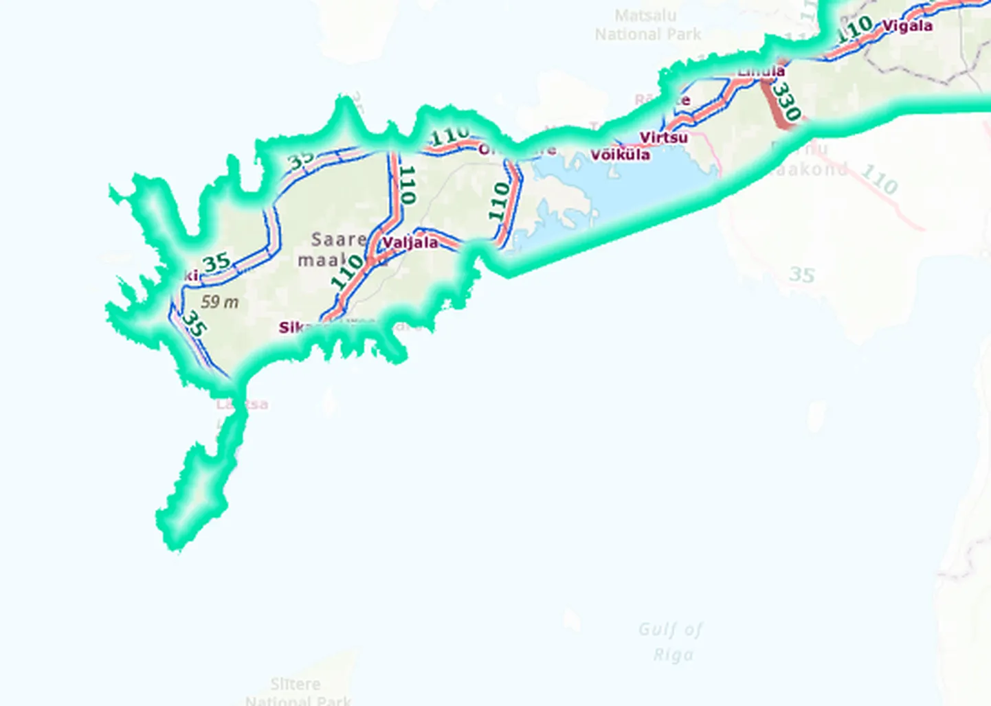 Eesti-Läti neljas elektriühendus, kaardirakendus