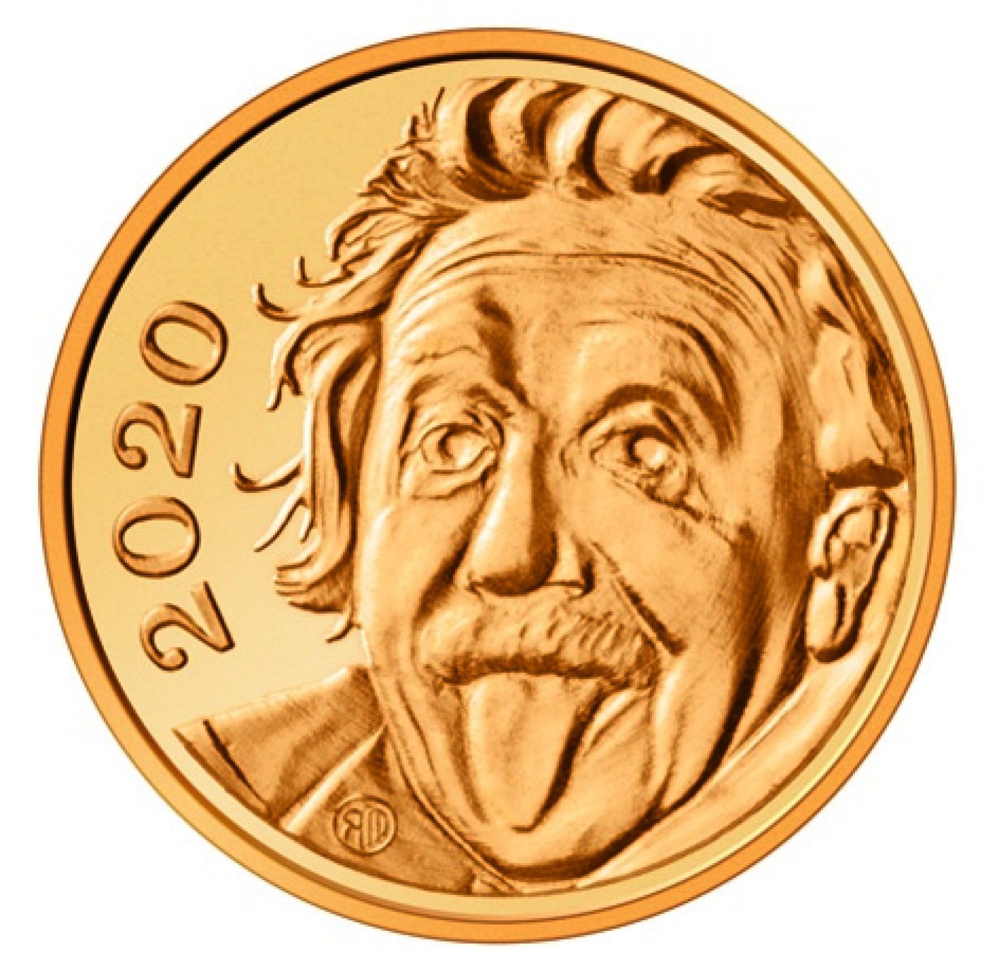 Pasaulē mazākā zelta monēta ar fiziķi Albertu Einšteinu