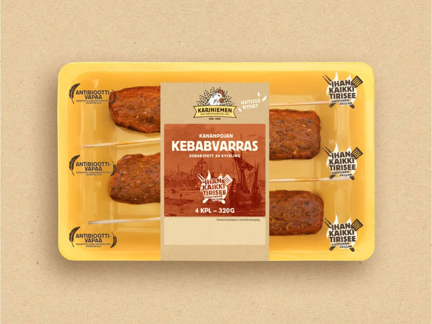 Valesti märgistatud Kariniemeni Kananpojan Kebabvarras säilivuskuupäev on 26.05.18.