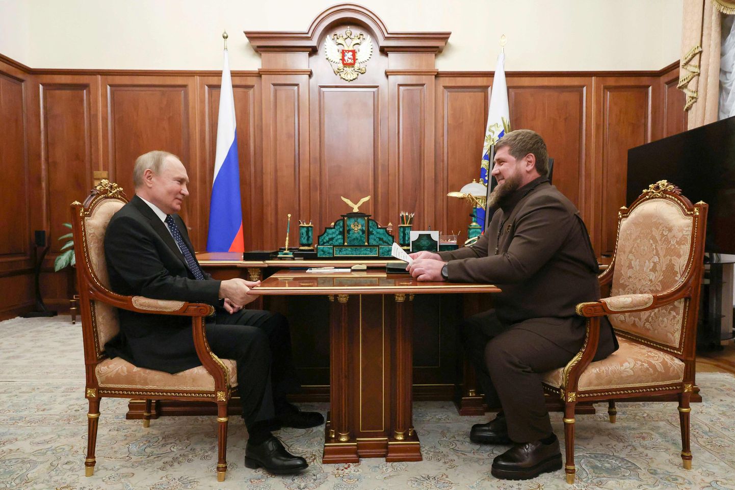 Президент РФ Владимир Путин и глава Чечни Рамзан Кадыров в Кремле, март 2023 года.