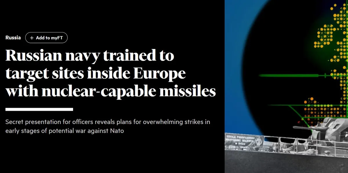 The Financial Times article on Russian Navy nuclear target maps has sparked questions among Estonia's security elite.