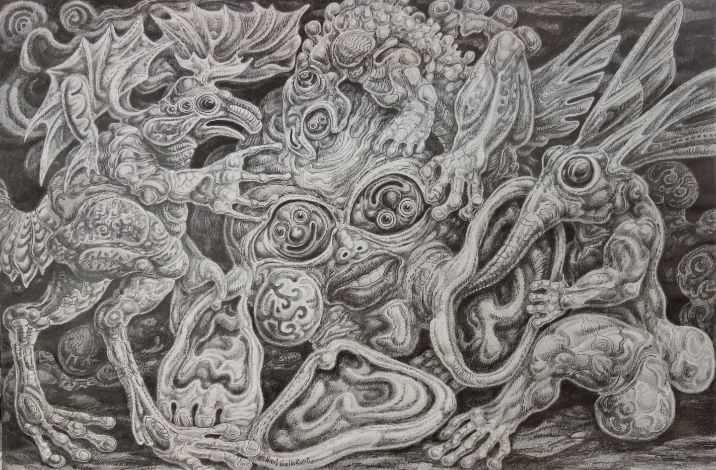 «Unes pidutsev teadvus», 2008, pliiats ja paber, 74 x 108,5 cm.