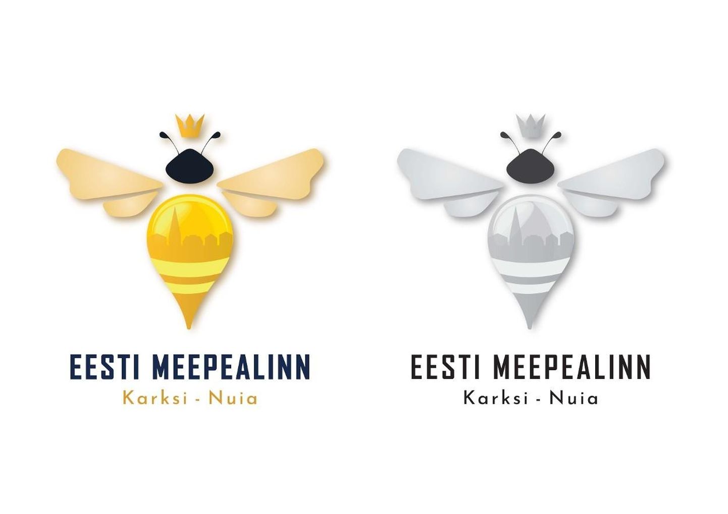 Meepealinn Karksi-Nuia logoks valiti meetilga kujutisel olev linnasiluett ning kroonitud mesilind.