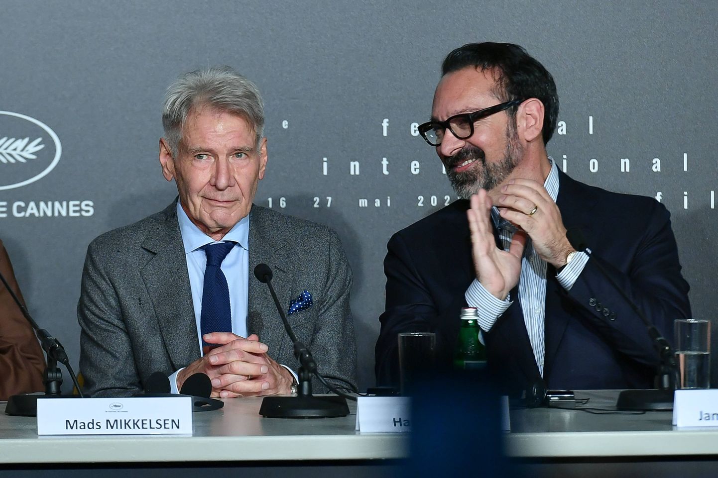 Harrison Ford ja James Mangold uue Indiana Jonesi filmi pressikonverentsil sel reedel.
