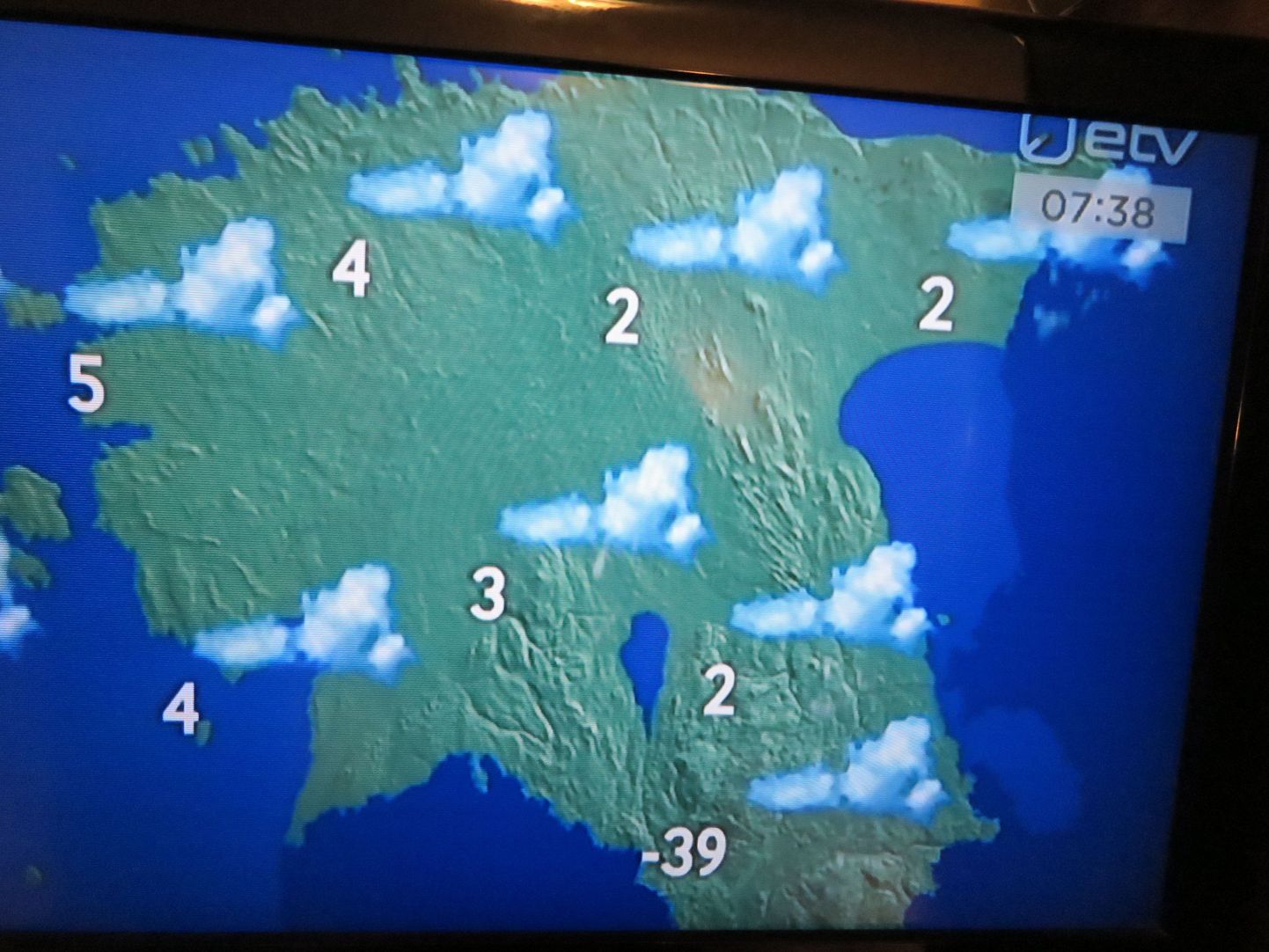 Selline nägi ETV eetris olnud ilmakaart välja täna hommikul.
