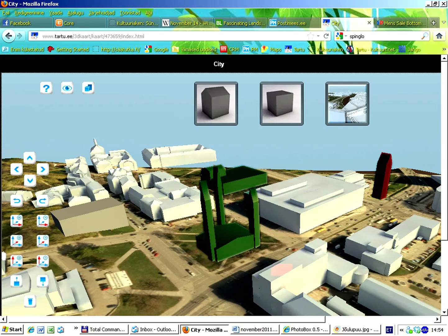 Tartu 3D-mudelis saab igaüks paigutada meelepäraseid maju meelepärasesse kohta. Toimetuse eksperimendis valmis Uueturu parki riigikohtu maja (roheline), mille kolm torni sümboliseerivad kolmandat võimu. Kaubamaja kõrvale on maandunud raamatukogukökats (roheline). Turuhoone juurde Riia ja Turu ristmiku kõrvale tundus sobivat tornehitis (punane).