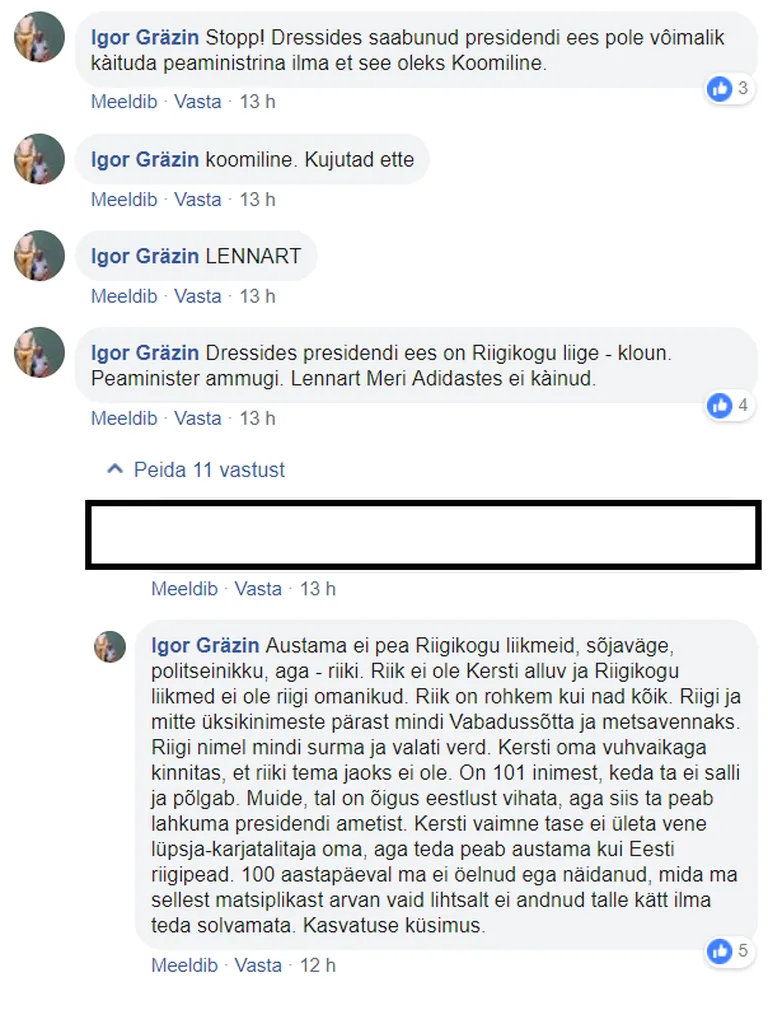 Igor Gräzini kommentaarid Kersti Kaljulaidi kohta
