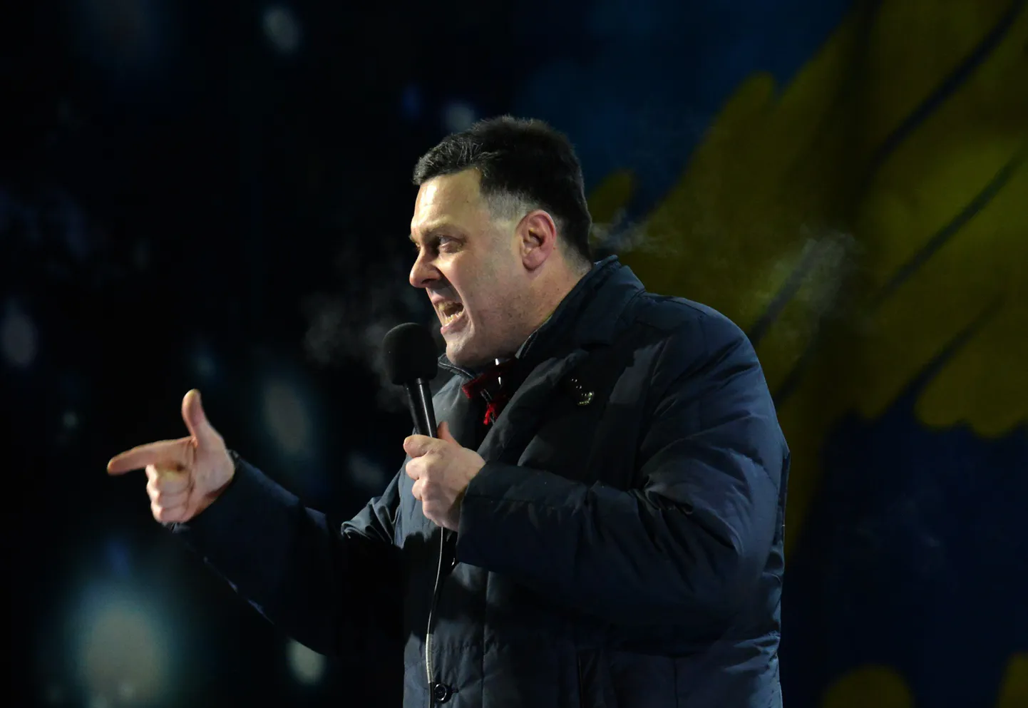 Svoboda liider Oleh Tjahnibok aasta alguses Maidanil kõnet pidamas.
