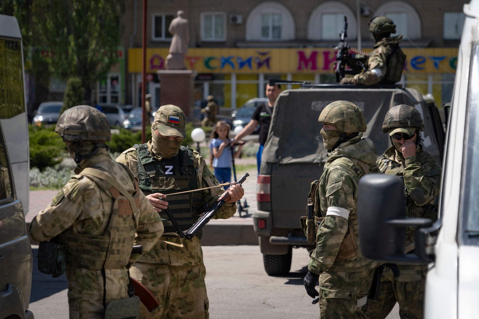 Krievijas karaspēka okupētā Melitopole, Ukraina.