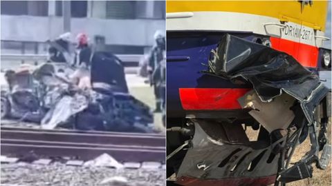 ВИДЕО ⟩ В Даугавпилсе поезд столкнулся с автомобилем