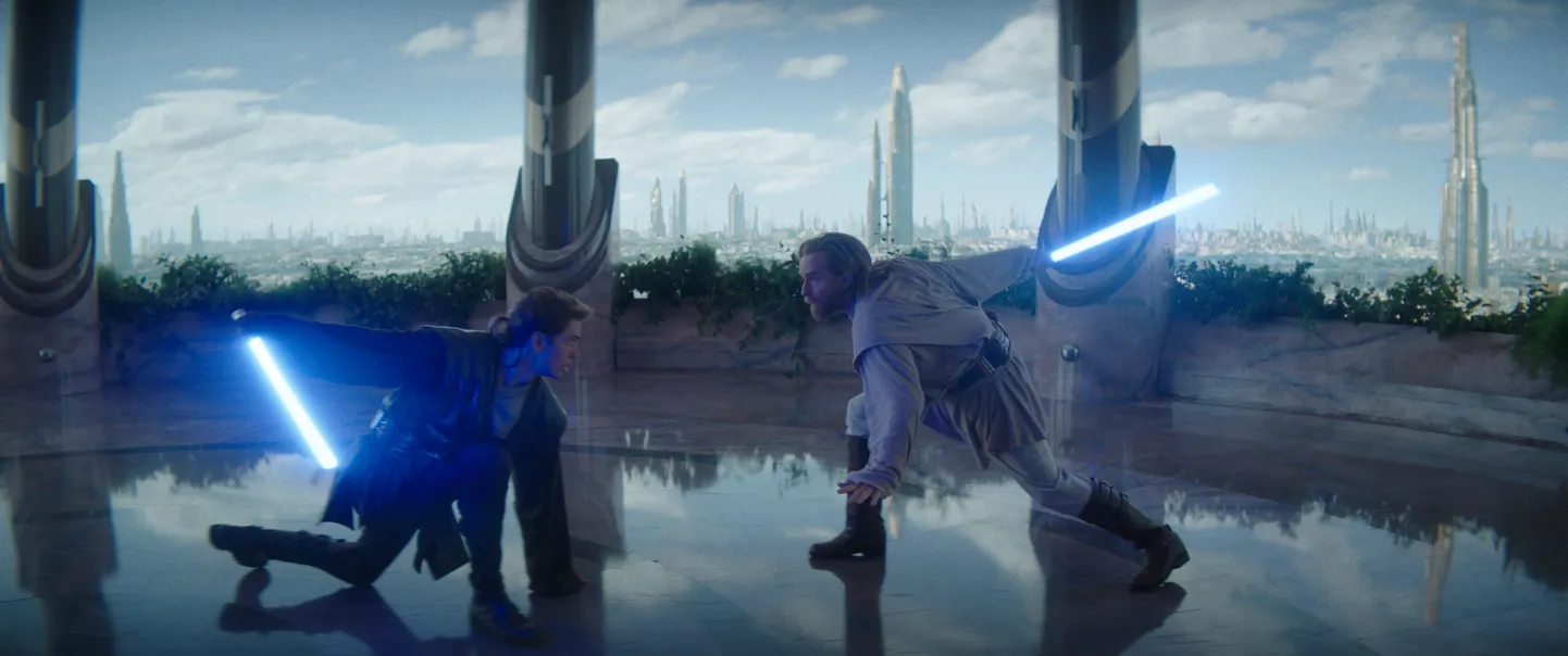 "Tähtede sõja" filmist, Ewan McGregor Obi-Wan Kenobina (paremal).