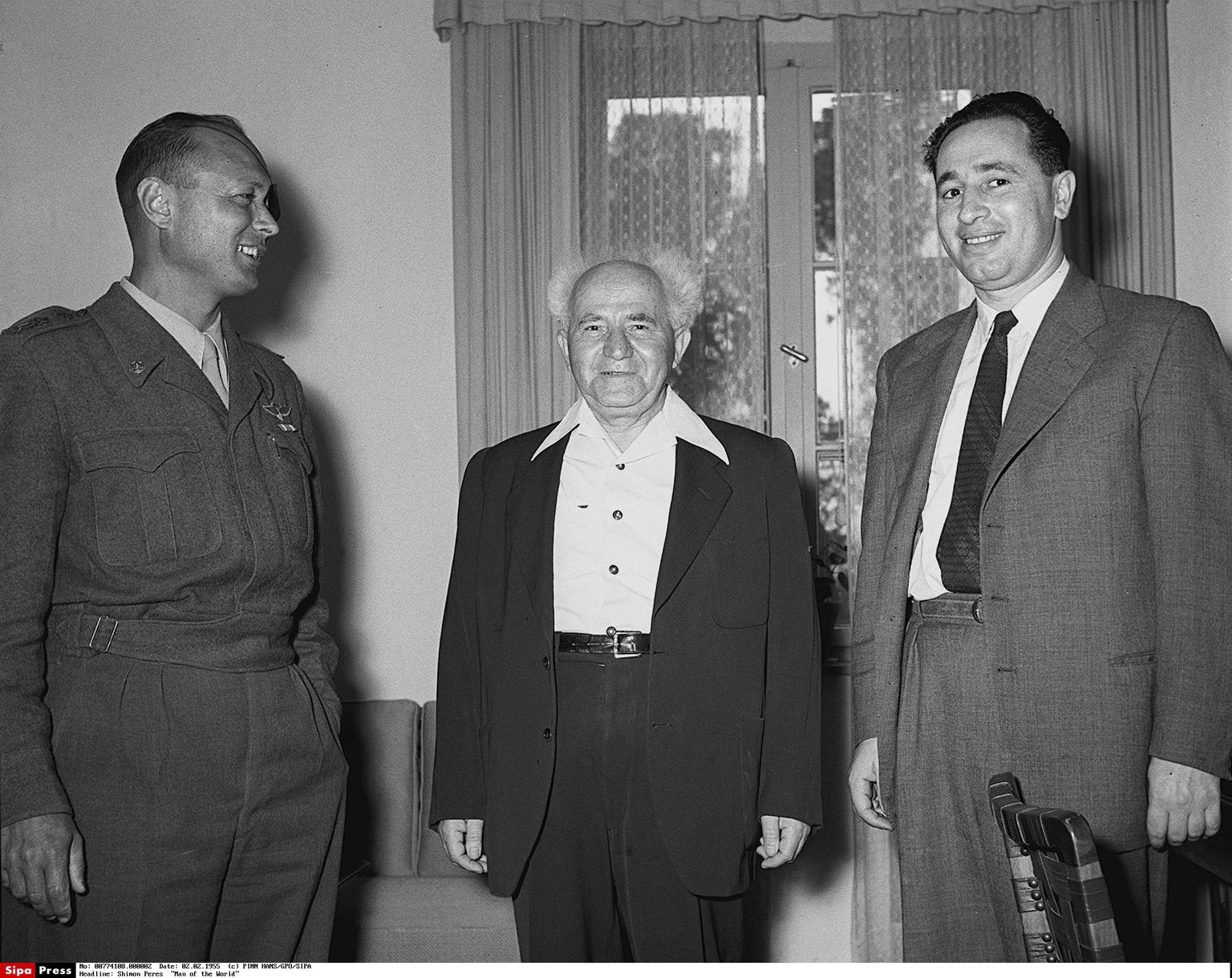 David Ben-Gurion, Moshe Dayan ja Shimon Peres 1955. aastal.