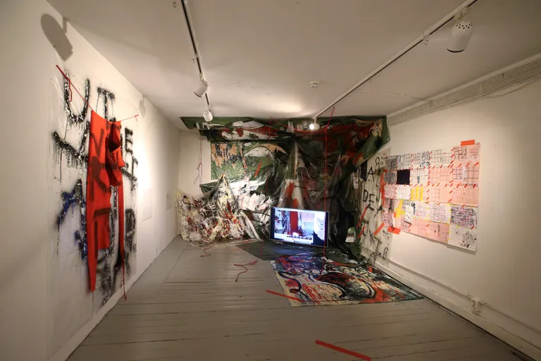 Pallase galerii ühes keldrikambris on Linda Vilka installatsioon.