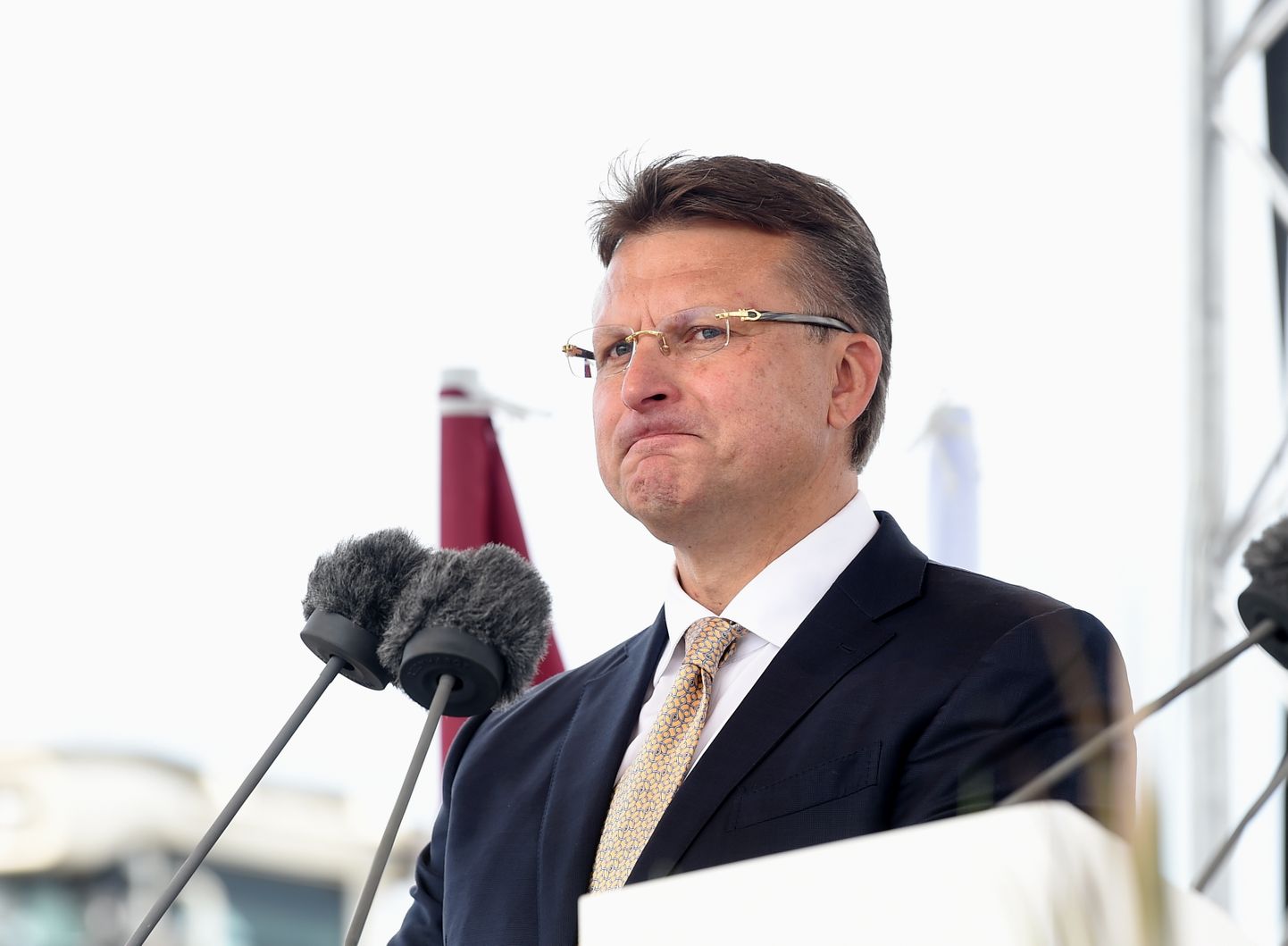 Politiķis Ainārs Šlesers partijas "Latvija pirmajā vietā" (LPV) dibināšanas kongresa laikā.