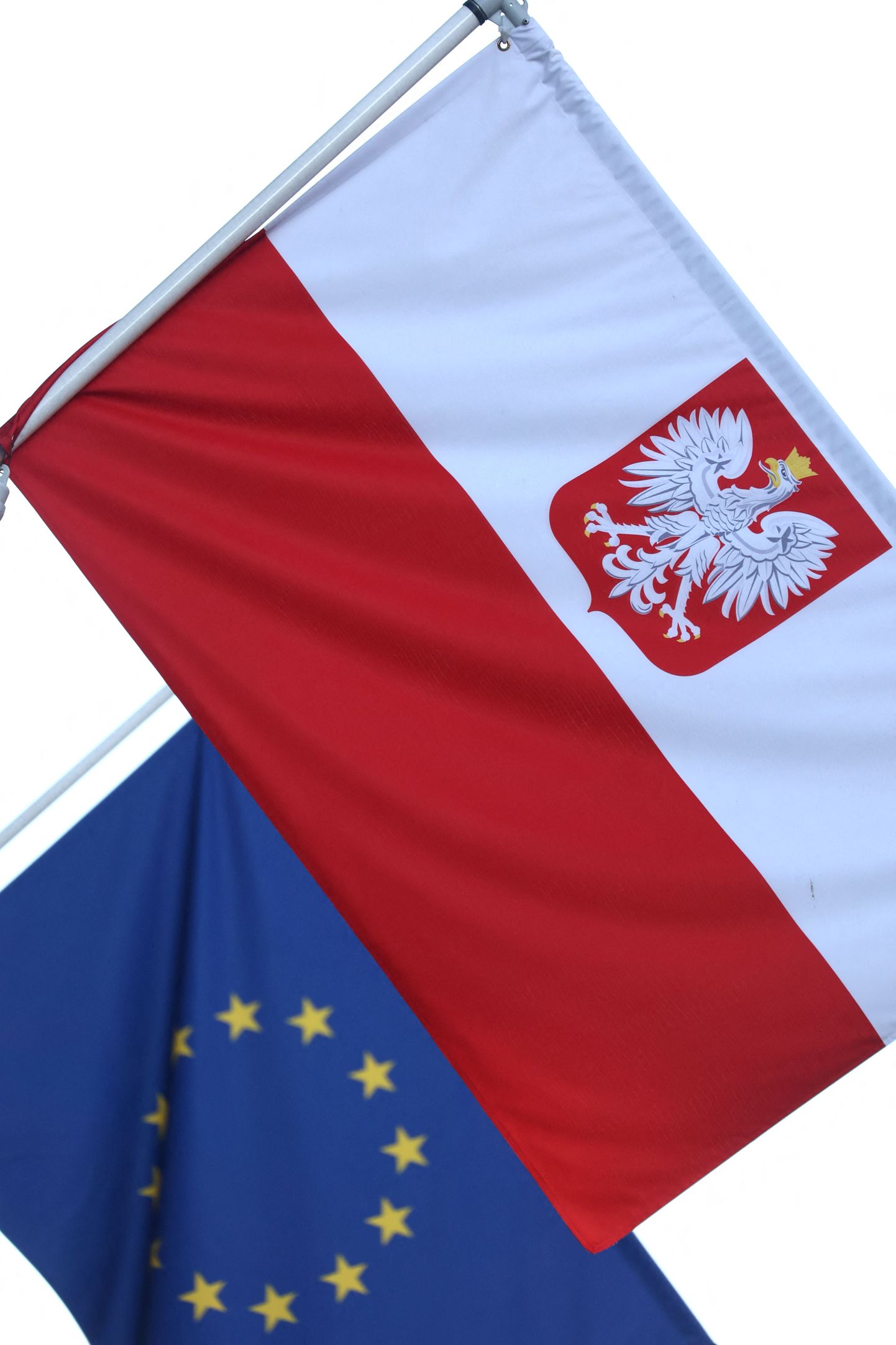 Флаг Польши и Евросоюза.