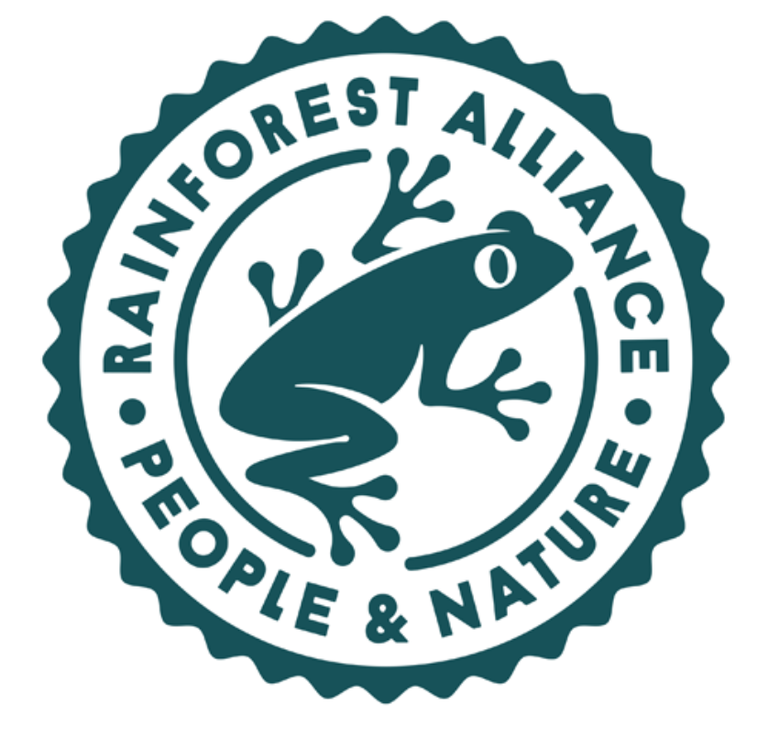 See on levinud ja tunnustatud Rainforest Alliance sertifikaat.