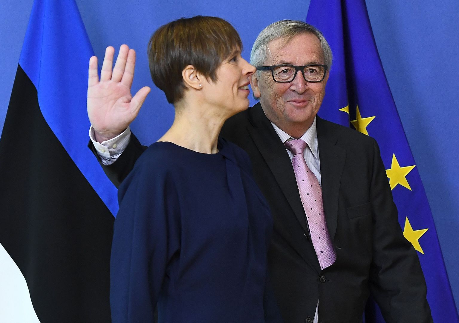 Euroopa Komisjoni president Jean-Calue uncker ja Eesti president Kersti Kaljulaid.