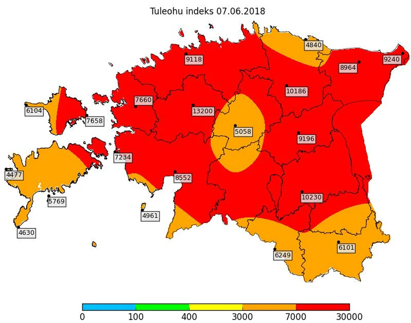 Tuleohuindeks seisuga 07.06.18.