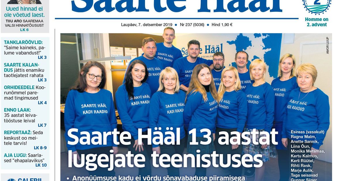 Millest kirjutab homne, 7. detsembri Saarte Hääl?