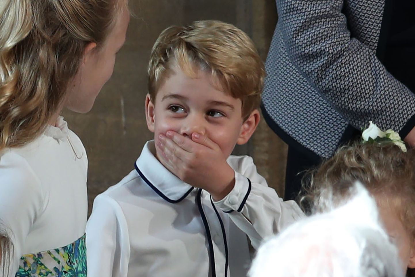 Prints George (keskel) printsess Yorki printsess Eugenie ja Jack Brooksbanki pulmas 12. oktoobril 2018