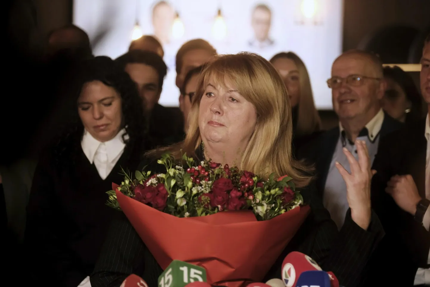 Sotsiaaldemokraatliku Partei juht Vilija Blinkevičiūtė valimisõhtul.