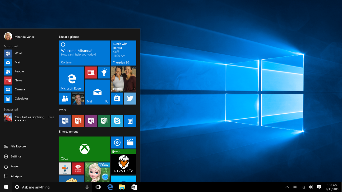 Windows 10 Start menüü saab välja nägema selline