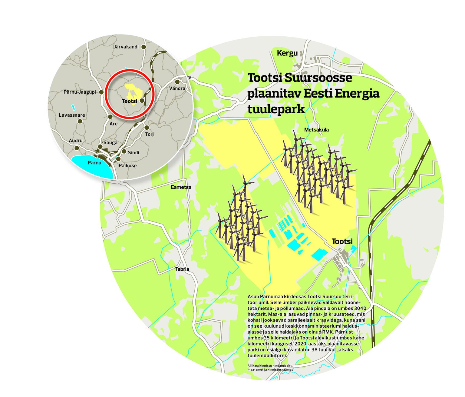 Tootsi Suursoosse plaanitav Eesti Energia tuulepark