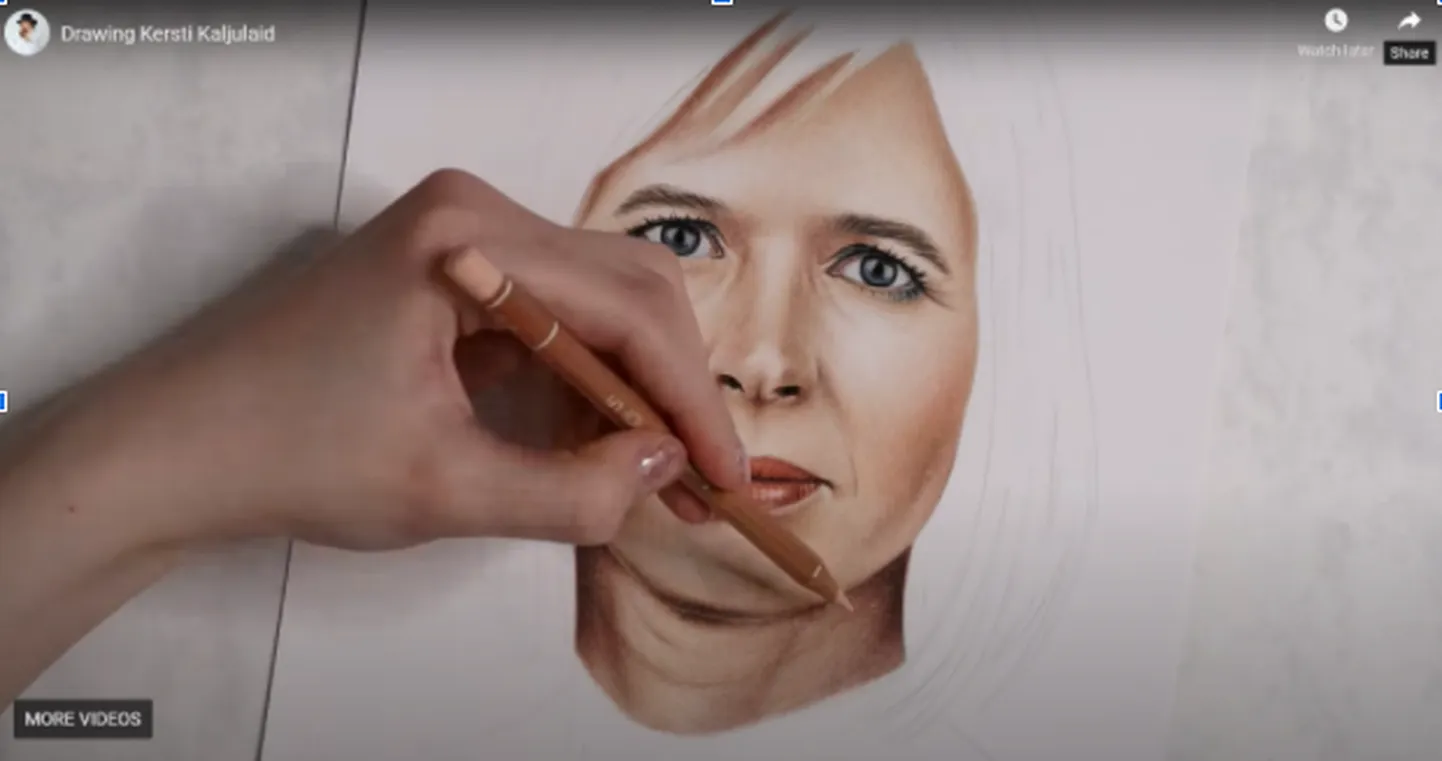 Kersti Kaljulaidi portree joonistamine.