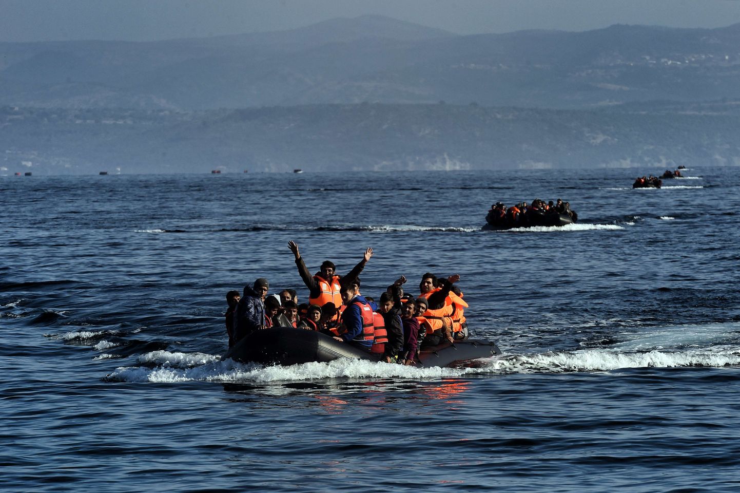 Põgenikud saabumas Türgist Kreekasse Lesbose saarele