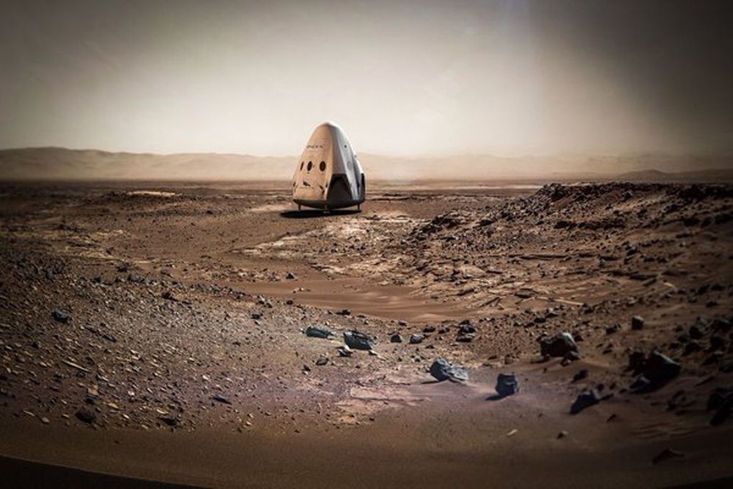 Kunstniku kujutis SpaceXi Red Dragonist Marsil.