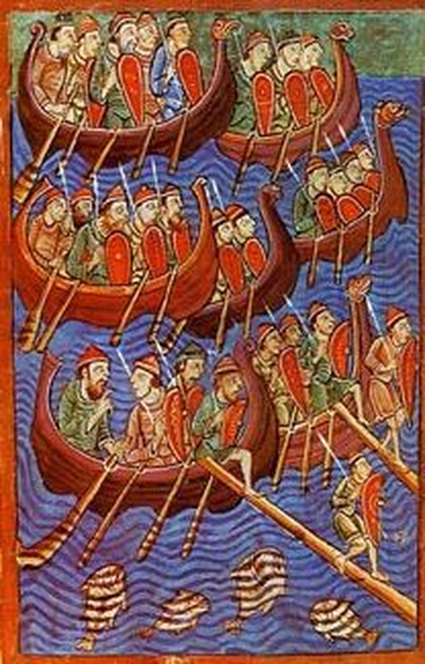 Viikingeid kujutav pilt 12. sajandi kroonikast