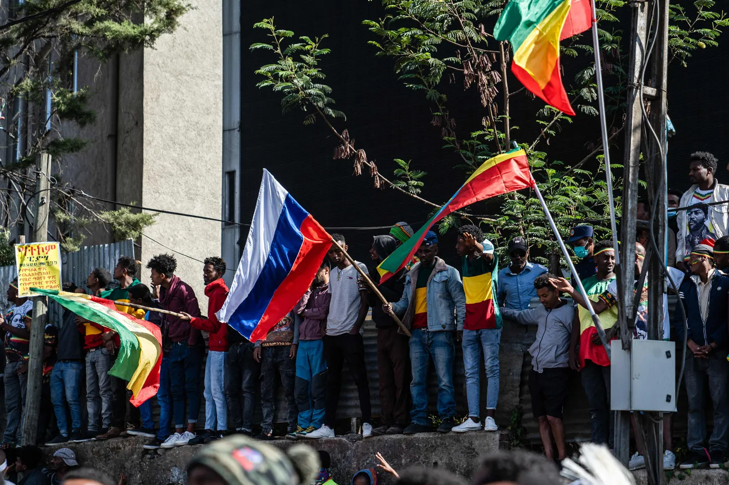 2. märtsil Etioopia pealinnas Addis Abebas toimunud kogunemisel Itaalia-Etioopia sõjas 126. aastat tagasi peetud Adwa lahingu võidu meenutamiseks oli näha ka Venemaa lippe.