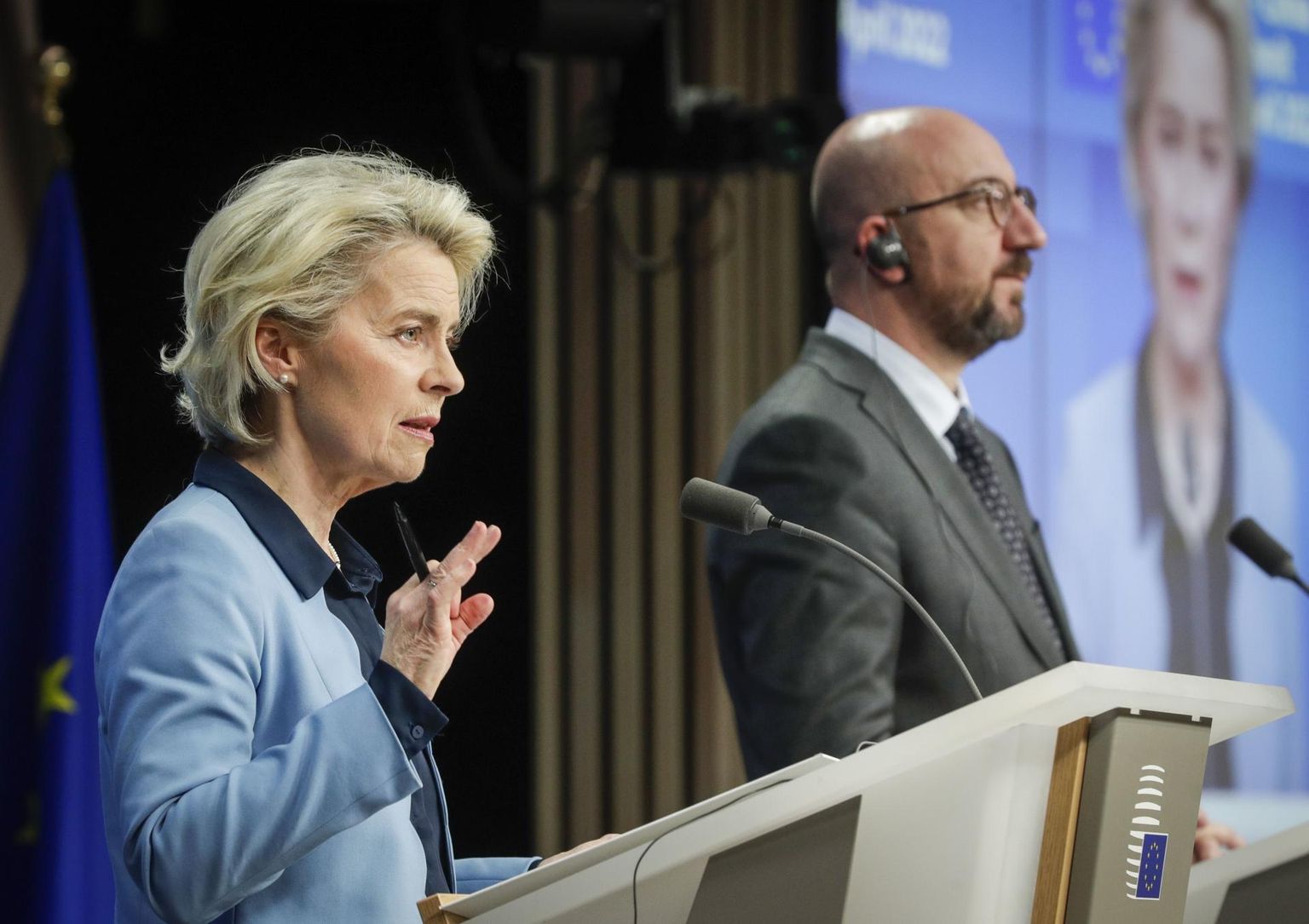 Euroopa Liit kehtestas Venemaale viienda ringi sanktsioonid. Pildil Euroopa Komisjoni president Ursula von der Leyen ja Euroopa Ülemkogu eesistuja Charles Michel.