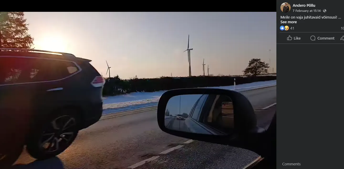 Andero Põllu Facebooki lehele laetud videos tegeletakse roolis kõrvaliste asjadega.