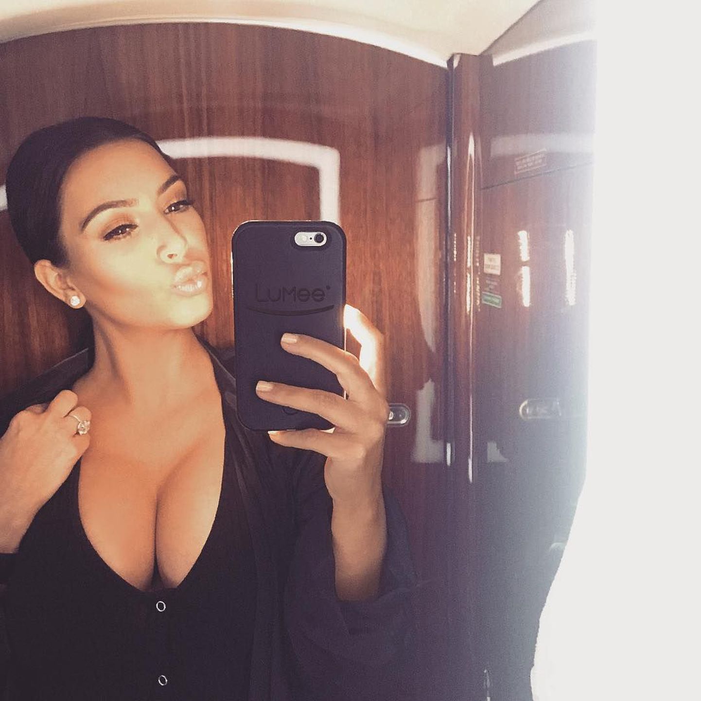 Kim Kardashian releases a photo on Instagram with the following caption: "Selfies about to be LIT! \ud83d\udca1Today on my app I talk about the perfect selfie lighting! The secret to my selfies Lumee.com". Photo Credit: Instagram *** No USA Distribution *** For Editorial Use Only *** Not to be Published in Books or Photo Books *** Handling Fee Only ***