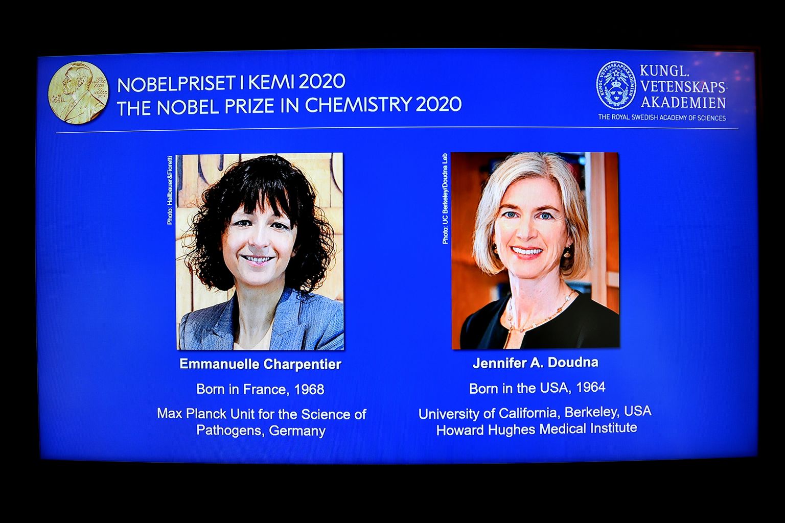 2020. aasta Nobeli preemia pälvisid Emmanuelle Charpentier ja Jennifer A. Doudna CRISPR-Cas9 geenitehnoloogia välja töötamise eest. See on esimene kord, kui Nobeli preemia läheb jagamisele kahe naise vahele.