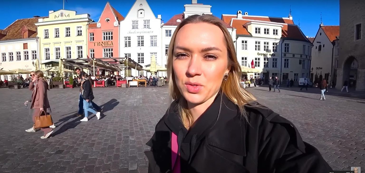 Russian influencer Valerie on Tallinn Town Hall Square.