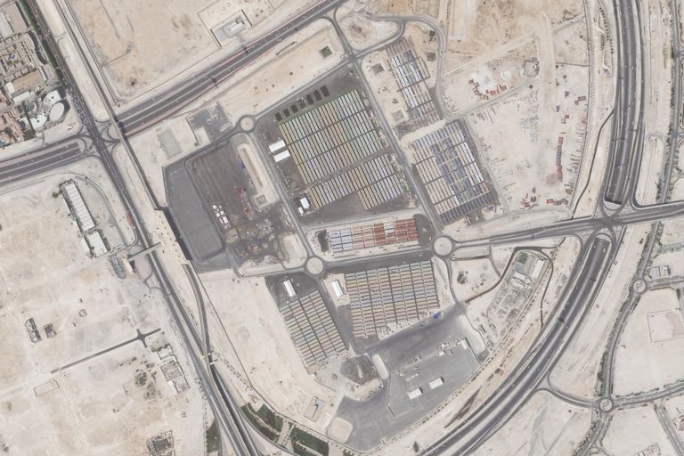 Planet Labs PBC satelliidifoto Kataris Dohas asuvast jalgpalli MM-i fännikülast