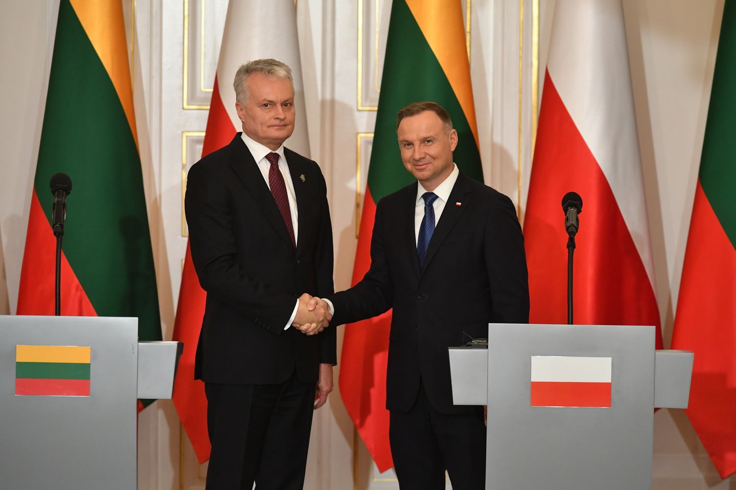 Lietuvas prezidents Gitans Nausēda un Polijas prezidents Andžejs Duda.