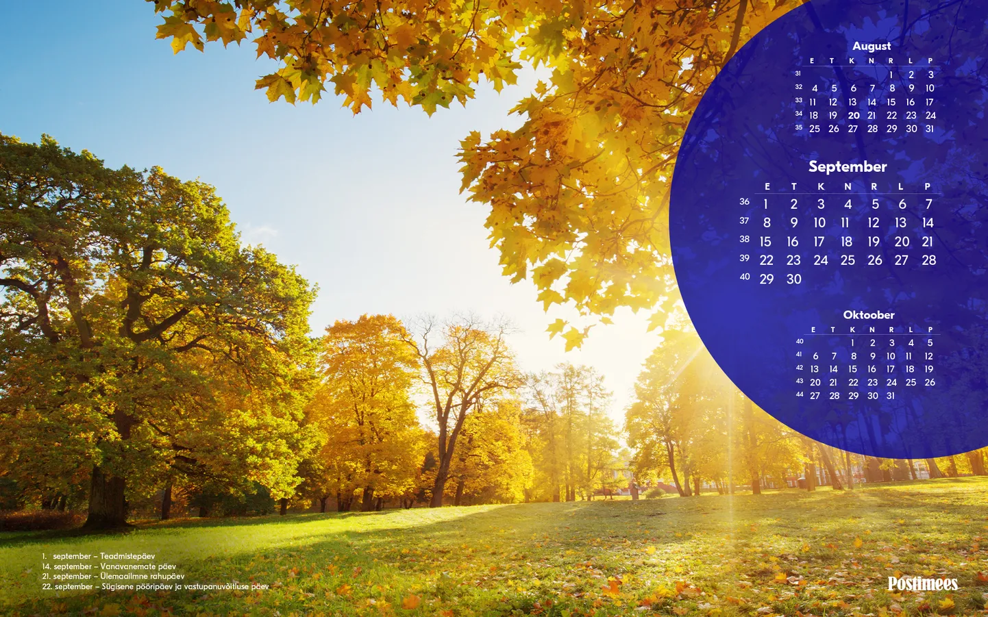 Postimehe septembrikuu kalender.