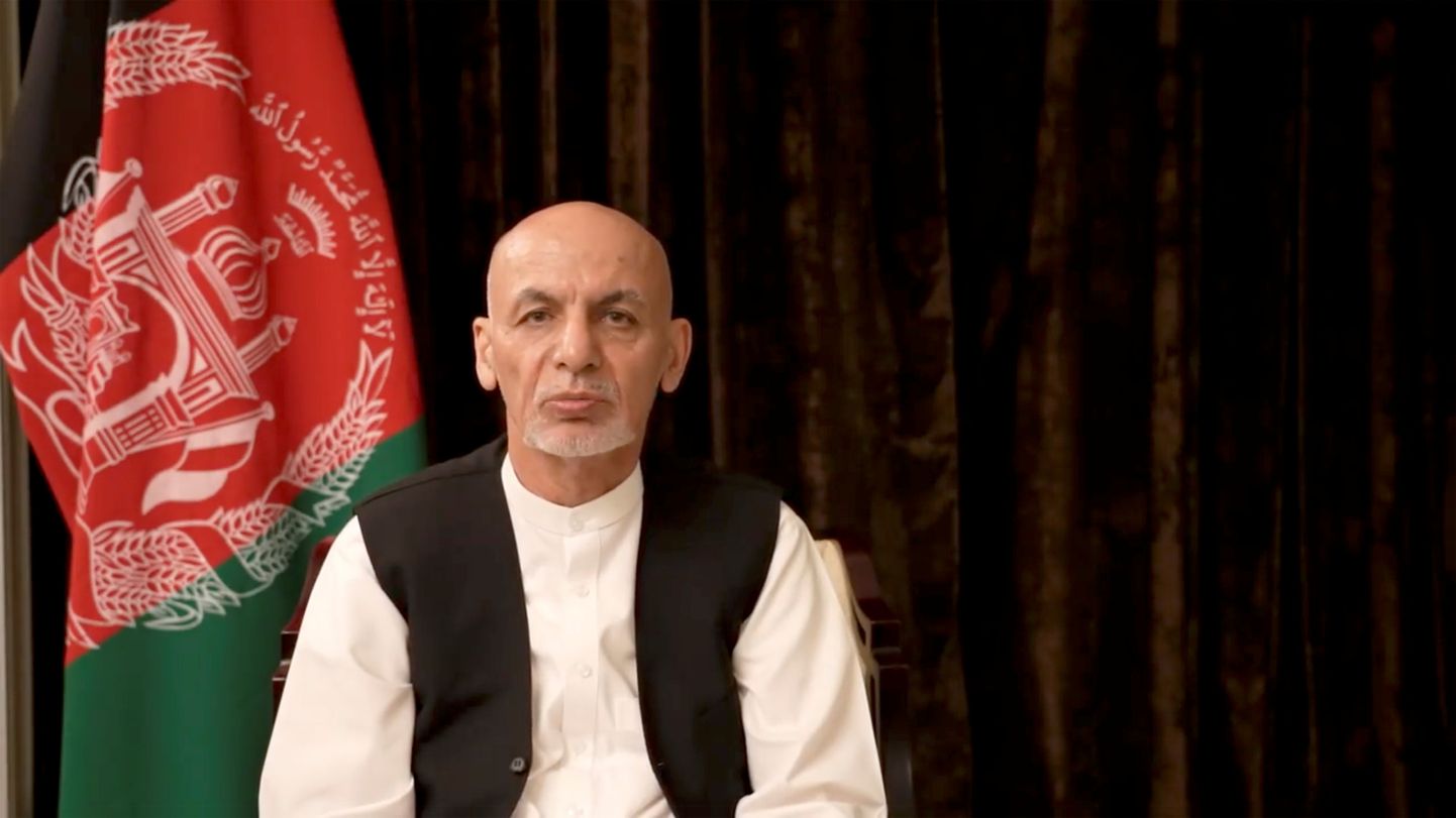 Afganistani endine president Ashraf Ghani videopöördumises pärast Kabulist põgenemist.