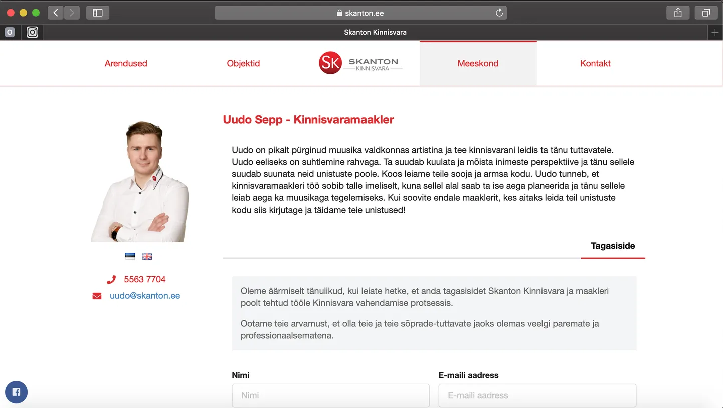 Uudo Sepp töötab Skanton Kinnisvaras maaklerina.