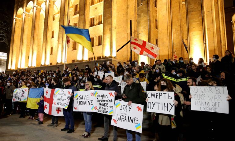 Grusiinid protestisid Venemaa sissetungi vastu Ukrainasse
